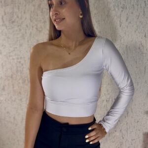 Cropped - Um Ombro Só Manga Comprida