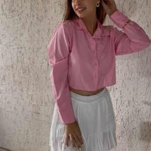 Short-Saia Plissado com Babado